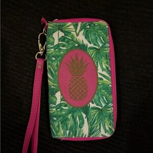 Tropical Pink and Green Phone Wallet or card